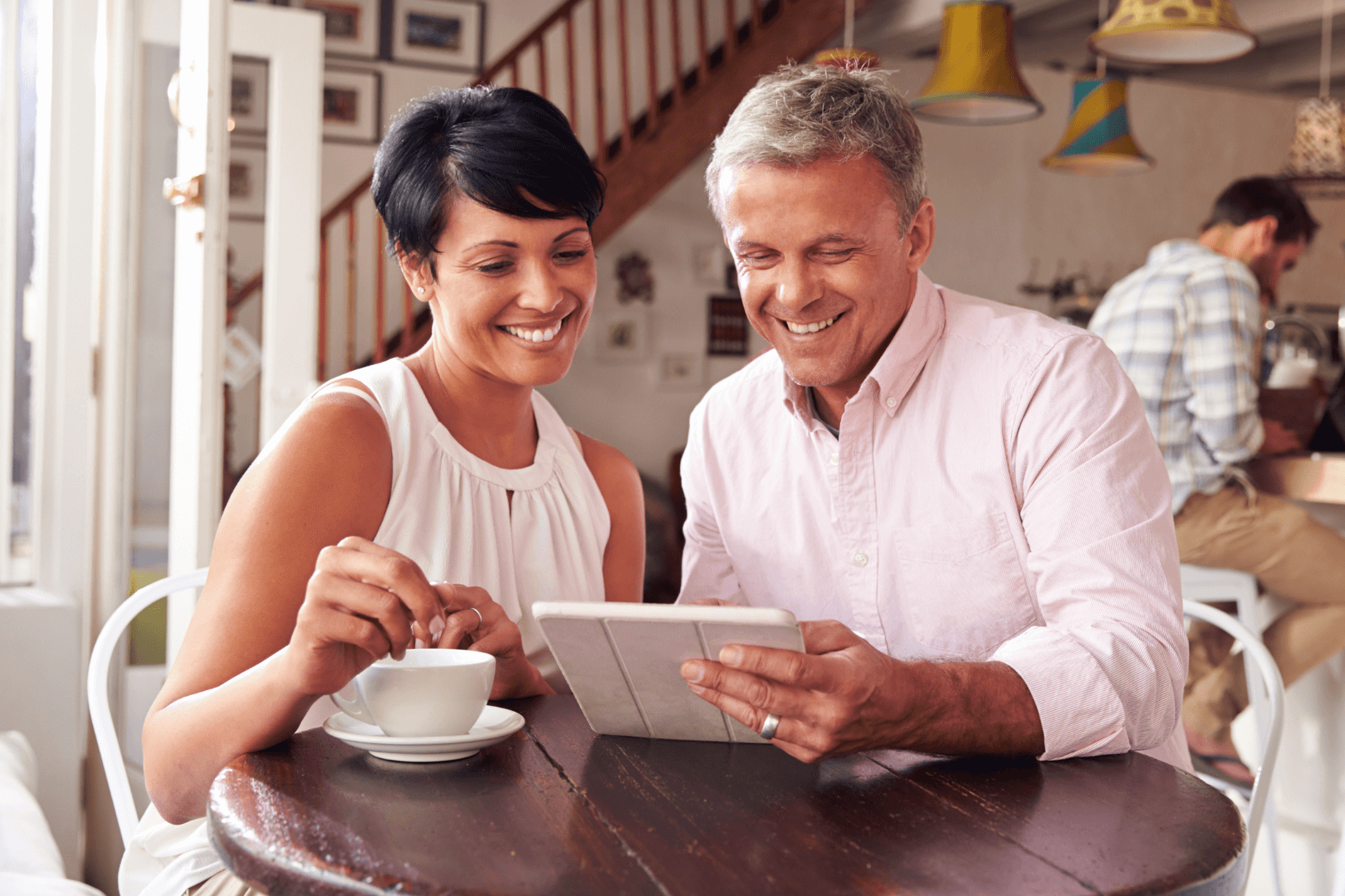 Couple looking at table